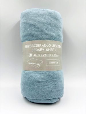140×200 Trikotāžas palags ar gumiju Jersey 100% KOKVILNA (Gaiši zils) - Image 2