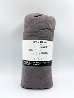 200×220 Trikotāžas palags ar gumiju Jersey / 100% kokvilna (Pelēks ar violetu toni) - Image 2