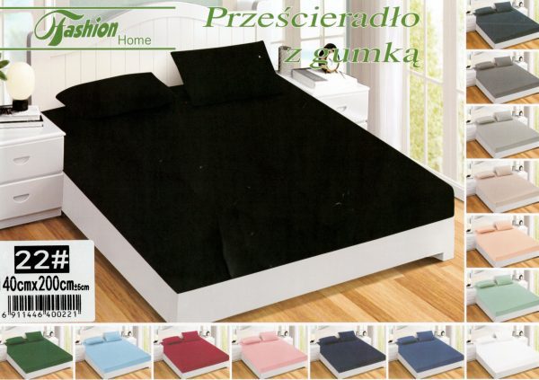 140×200 Palags ar gumiju by Fashion Home Textiles (Melns) - Image 1