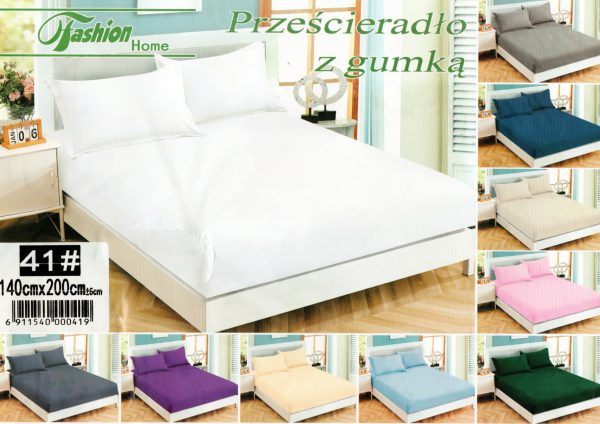 140×200 Palags ar gumiju by Fashion Home Textiles (Balts) - Image 1