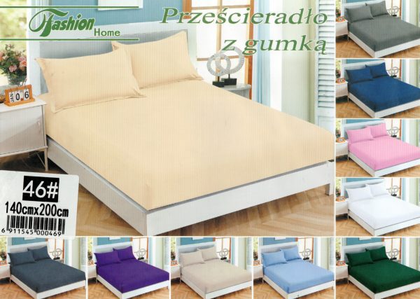 140×200 Palags ar gumiju by Fashion Home Textiles (Gaiši bēšs) - Image 1