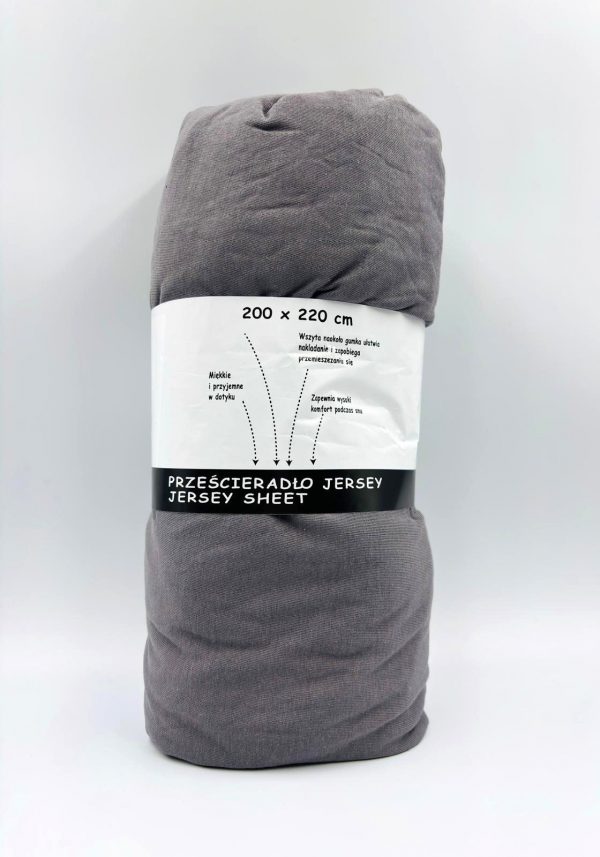 200×220 Trikotāžas palags ar gumiju Jersey / 100% kokvilna (Pelēks) - Image 2