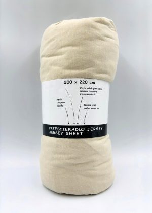 200×220 Trikotāžas palags ar gumiju Jersey (Gaiši bēšs) - Image 2