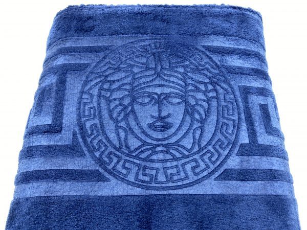 50×90 cm Luks klases vannas dvielis ar Versace simboliku Blue / zils (vidēja lieluma) - Image 4