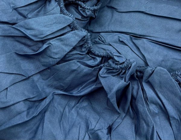 200×220 Palags ar gumiju by Mylano Exclusive Collection /100% KOKVILNA SATĪNS (zils) - Image 2