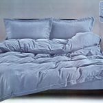 160×200 LUKS Klases Gaiši zils gultas veļas komplekts ar mežģīnēm by Filow / palags ar gumiju / 100% KOKVILNA SATĪNS