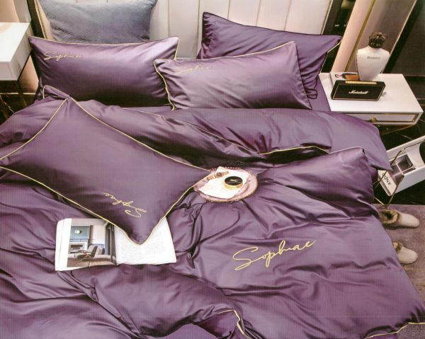 200×220 Exclusive Collection gultas veļas komplekts Cotton World ar palagu (violets) - Image 1