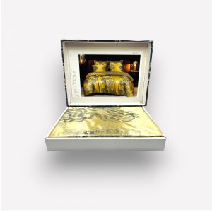 200×220 LUKS Klases Zīda gultas veļas komplekts ar palagu (zelta) - Image 2