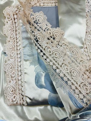 200×220 LUKS Klases Zīda gultas veļas komplekts ar palagu (zelta) - Image 4