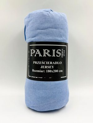 180×200 Trikotāžas palags ar gumiju Jersey 100% kokvilna (gaiši zils) - Image 2