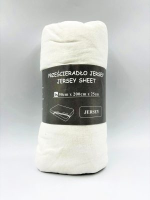 90×200 Trikotāžas palags ar gumiju Jersey 100% kokvilna (balts) - Image 2