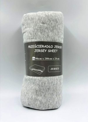 90×200 Trikotāžas palags ar gumiju Jersey 100% kokvilna (gaiši pelēks) - Image 2