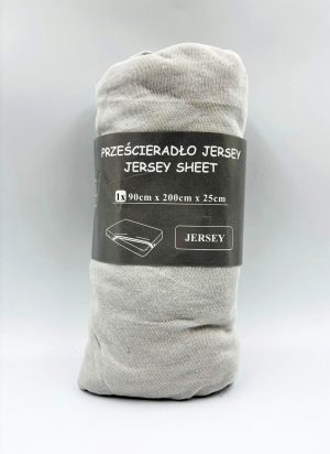 90×200 Trikotāžas palags ar gumiju Jersey 100% kokvilna (gaiši pelēks) - Image 2