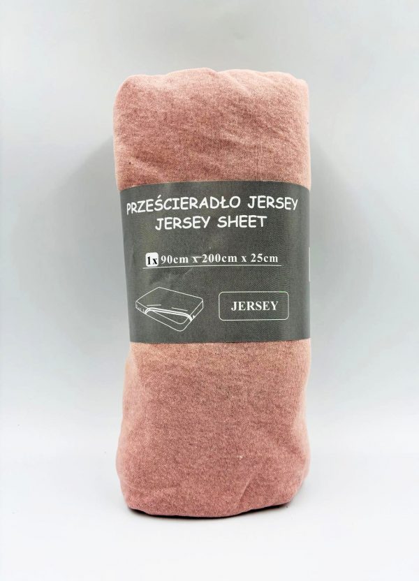 90×200 Trikotāžas palags ar gumiju Jersey 100% kokvilna (gaiši rozs) - Image 2