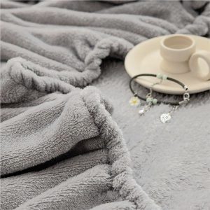 160×200 Plīša mīkstais ziemas LUX gultas veļas komplekts by Paris Home Textiles ar palagu ar gumiju (zils/gaiši pelēks) - Image 6