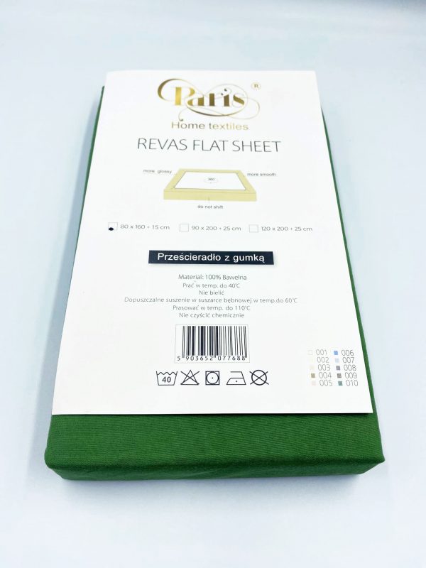 Bērnu kokvilnas palags ar gumiju Paris Home Textiles 80×160 cm (zaļš) - Image 2