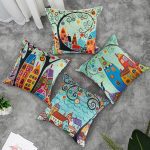 Dekoratīva spilvendrāna "Mājas" 40×40 / 100% kokvilna/ satīns