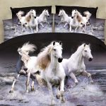 160×200 Gultas veļas komplekts Mylano ar zirgiem/ 100% kokvilna satīns / ar palagu