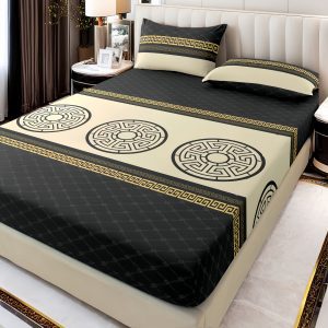 90×200 Palags ar gumiju ar Versace simboliku / 100% kokvilna satīns - Image 6