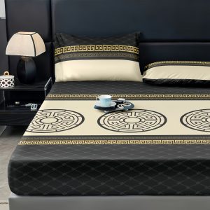 90×200 Palags ar gumiju ar Versace simboliku / 100% kokvilna satīns - Image 3