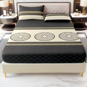 90×200 Palags ar gumiju ar Versace simboliku / 100% kokvilna satīns - Image 5