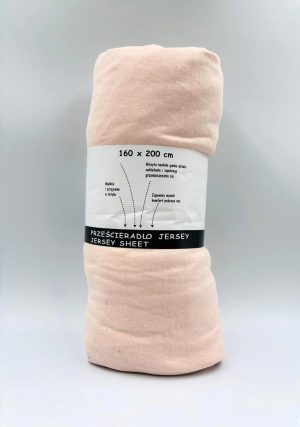 160×200 Trikotāžas palags ar gumiju Jersey / 100% kokvilna (gaiši rozs) - Image 2