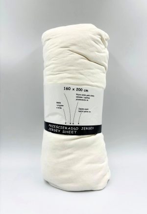 160×200 Trikotāžas palags ar gumiju Jersey / 100% kokvilna (balts tonis nr.3) - Image 2