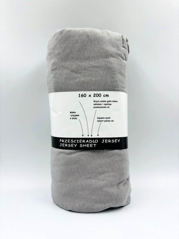 160×200 Trikotāžas palags ar gumiju Jersey / 100% kokvilna (pelēks tonis nr.2) - Image 2