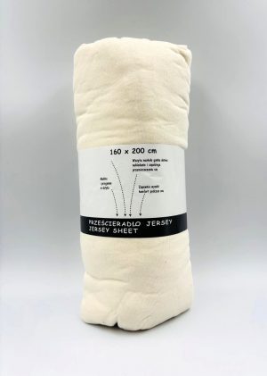 160×200 Trikotāžas palags ar gumiju Jersey / 100% kokvilna (krēms) - Image 2
