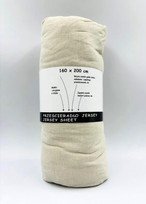 160×200 Trikotāžas palags ar gumiju Jersey / 100% kokvilna (gaiši pelēcīgi bēšs) - Image 2