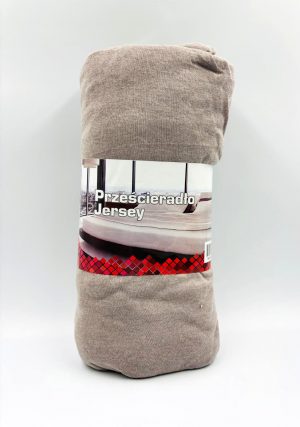 180×200 Trikotāžas palags ar gumiju Jersey 100% kokvilna (tumši bēšs) - Image 2