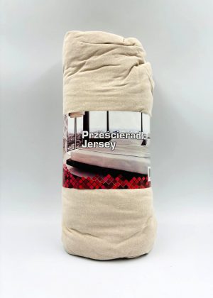 180×200 Trikotāžas palags ar gumiju Jersey 100% kokvilna (gaiši bēšs) - Image 2