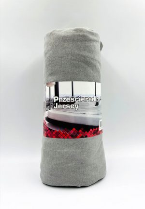 180×200 Trikotāžas palags ar gumiju Jersey 100% kokvilna (pelēks) - Image 2