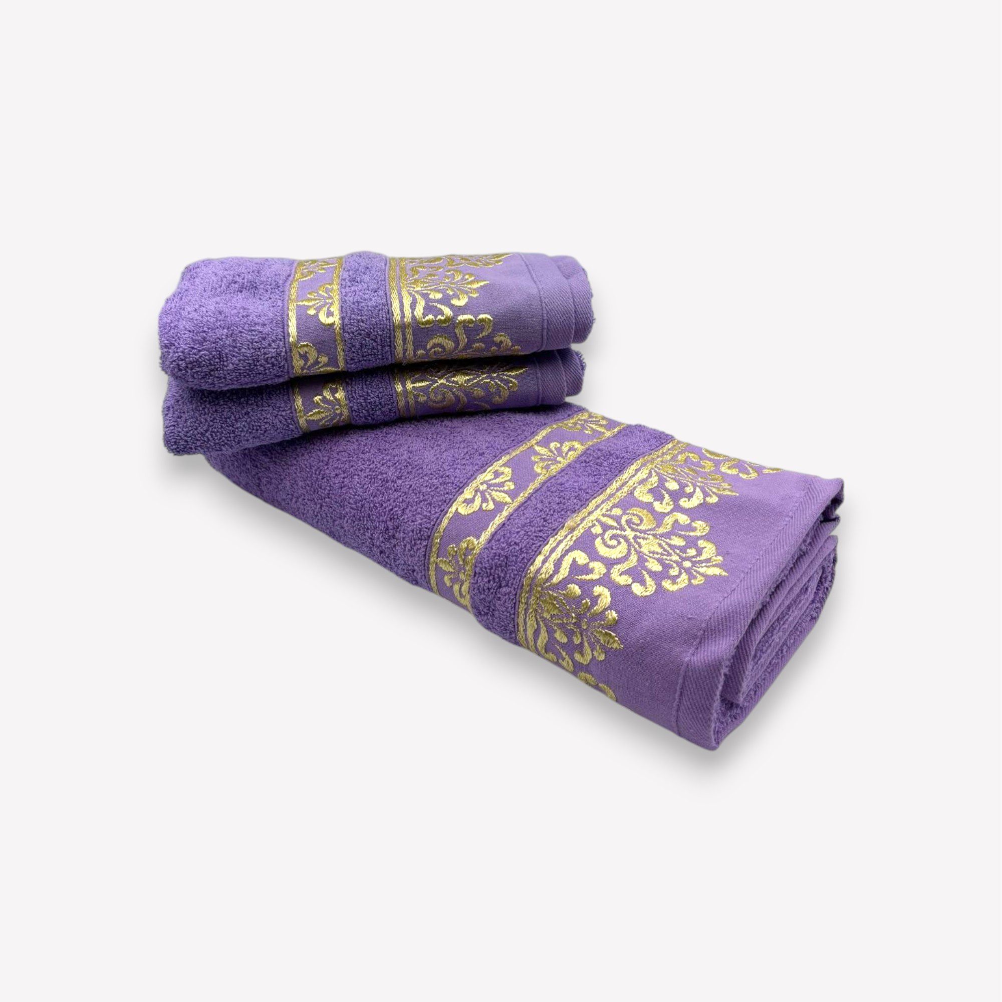181 -1 Luks klases vannas dvielis Two Dolphins gaiši violets / Turcija 100% kokvilna 70×140 cm (liela izmēra) - Image 1