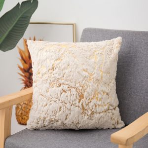 Pūkaina dekoratīva spilvendrāna "Bēšs Marmors" 43×43 cm - Image 2