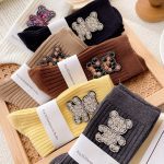 Kokvilnas siltas sieviešu zeķes ar lāčiem Swarovski