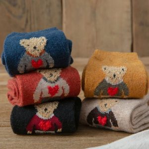 Kokvilnas siltas sieviešu zeķes ar lāčiem