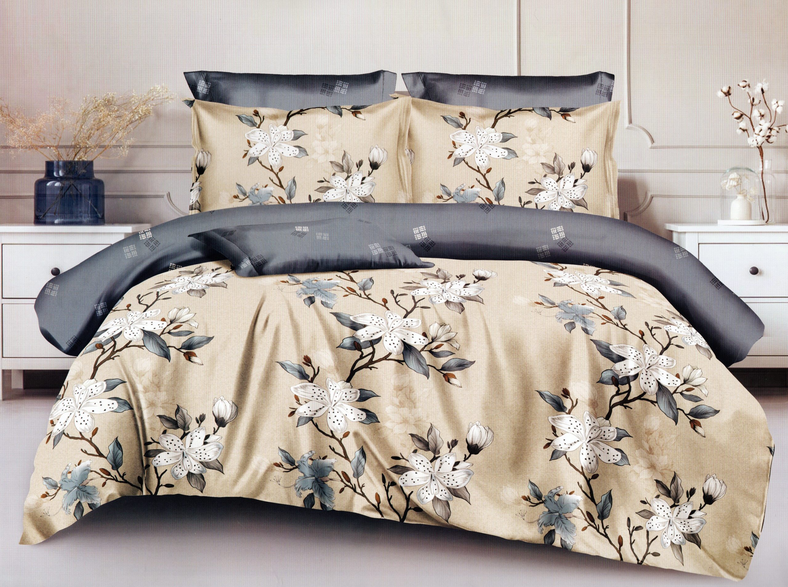 495 160×200 Gultas veļas komplekts by MILANO ar palagu/ 100% kokvilna satīns - Image 1