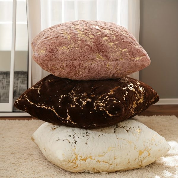 Pūkaina dekoratīva spilvendrāna "Rozs Marmors" 43×43 cm - Image 4