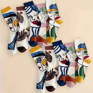 Kokvilnas sieviešu zeķes ar māksalas zīmējumu - Image 2