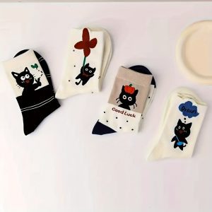 Kokvilnas sieviešu zeķes ar kaķiem - Image 4