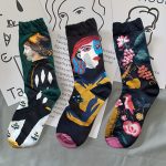 Kokvilnas sieviešu zeķes ar mākslas zīmējumu