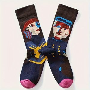 Kokvilnas sieviešu zeķes ar mākslas zīmējumu - Image 2