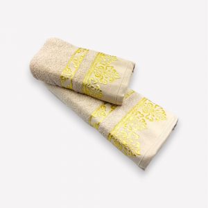 Luks klases vannas dvielis Two Dolphins gaiši bēšs / Turcija 100% kokvilna 70×140 cm (liela izmēra)