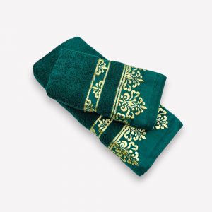 Luks klases Vannas dvielis 50×90 cm TWO DOLPHINS zaļš / Turcijas 100% kokvilna (vidēja lieluma) - Image 5