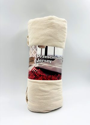 140×200 Trikotāžas palags ar gumiju Jersey 100% KOKVILNA (gaiši bēšs) - Image 2