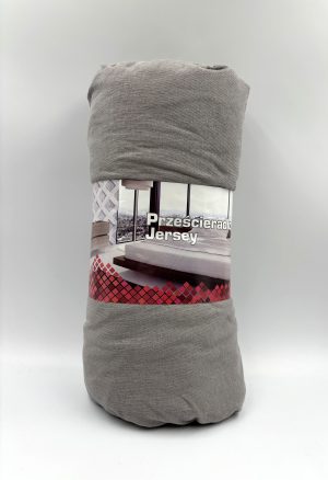 200×220 Trikotāžas palags ar gumiju Jersey / 100% KOKVILNA (Pelēks ar bēšo toni) - Image 2