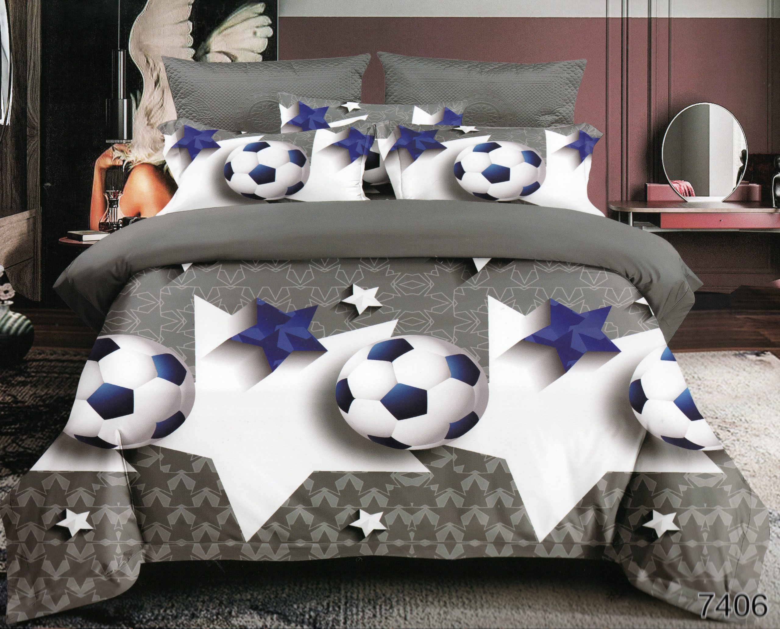 1377 200×220 Gultas veļas komplekts by Luna Home ar palagu/ 100% KOKVILNA SATĪNS - Image 1