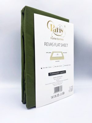 Bērnu kokvilnas palags ar gumiju Paris Home Textiles 80×160 cm (Tumši zaļš)