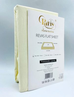 Bērnu kokvilnas palags ar gumiju Paris Home Textiles 80×160 cm (Gaišais krēms)